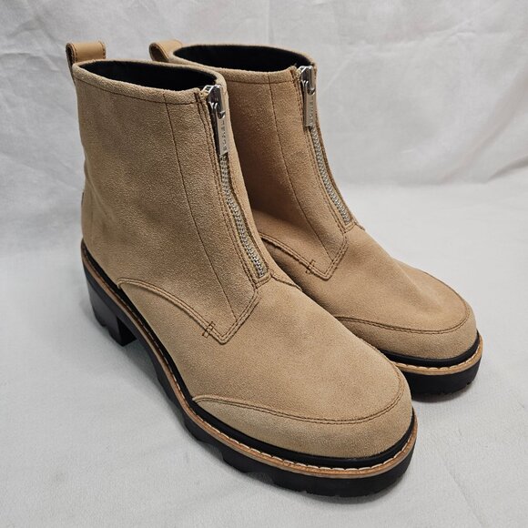 SOREL Joan Now Zip Front Leather Heel Boot Canoe- Black Women's Size 11 - Picture 4 of 12